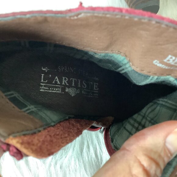 L'Artiste Spring Step Burgundy Red Leather & Suede Belgard Boots 36 - Picture 9 of 9